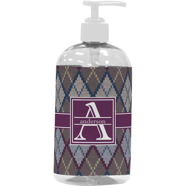 Custom Knit Argyle Plastic Soap / Lotion Dispenser (16 oz - Large - White) (Personalized)