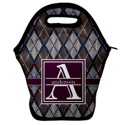 Knit Argyle Lunch Bag w/ Name and Initial
