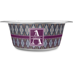 Knit Argyle Stainless Steel Dog Bowl - Medium (Personalized)