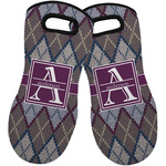 Knit Argyle Neoprene Oven Mitts - Set of 2 w/ Name and Initial