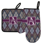 Knit Argyle Left Oven Mitt & Pot Holder Set w/ Name and Initial