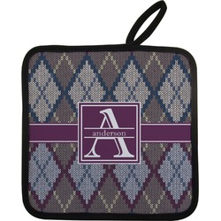 Knit Argyle Pot Holder w/ Name and Initial