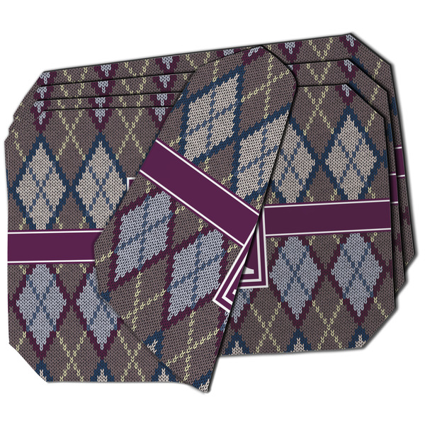 Custom Knit Argyle Dining Table Mat - Octagon - Set of 4 (Double-SIded) w/ Name and Initial