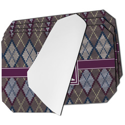 Knit Argyle Dining Table Mat - Octagon - Set of 4 (Single-Sided) w/ Name and Initial