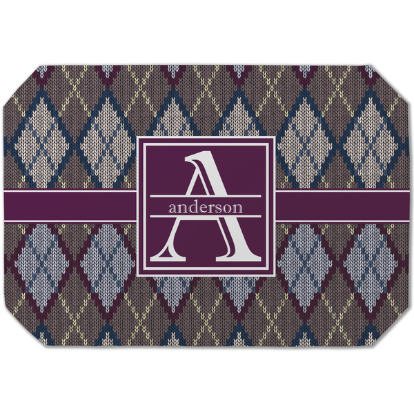 Custom Knit Argyle Dining Table Mat - Octagon (Single-Sided) w/ Name and Initial