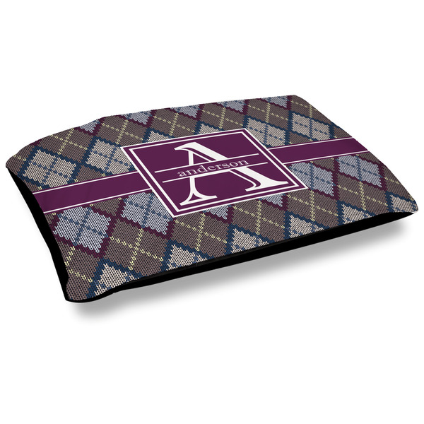 Custom Knit Argyle Outdoor Dog Bed - Large (Personalized)