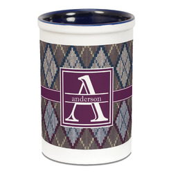 Knit Argyle Ceramic Pencil Holders - Blue