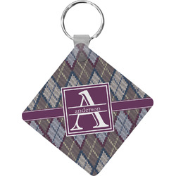 Knit Argyle Diamond Plastic Keychain w/ Name and Initial