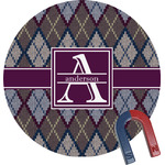 Knit Argyle Round Fridge Magnet (Personalized)