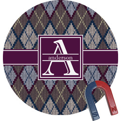 Knit Argyle Round Fridge Magnet (Personalized)