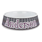 Knit Argyle Plastic Dog Bowl - Large (Personalized)