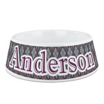 Knit Argyle Plastic Dog Bowl - Medium (Personalized)