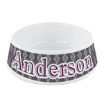 Knit Argyle Plastic Dog Bowl - Small (Personalized)