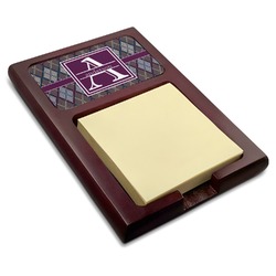 Knit Argyle Red Mahogany Sticky Note Holder (Personalized)