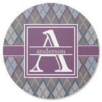 Knit Argyle Round Rubber Backed Coaster (Personalized)