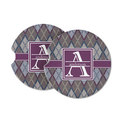 Knit Argyle Sandstone Car Coasters - Set of 2 (Personalized)