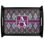 Knit Argyle Black Wooden Tray - Large (Personalized)