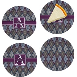 Knit Argyle Set of 4 Glass Appetizer / Dessert Plate 8" (Personalized)