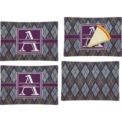 Knit Argyle Set of 4 Glass Rectangular Appetizer / Dessert Plate (Personalized)