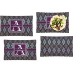 Knit Argyle Set of 4 Glass Rectangular Lunch / Dinner Plate (Personalized)