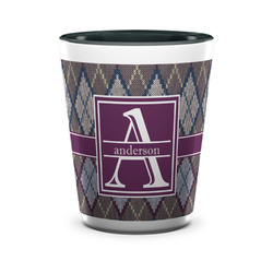 Knit Argyle Ceramic Shot Glass - 1.5 oz - Two Tone - Single (Personalized)