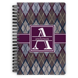 Knit Argyle Spiral Notebook - 7x10 w/ Name and Initial