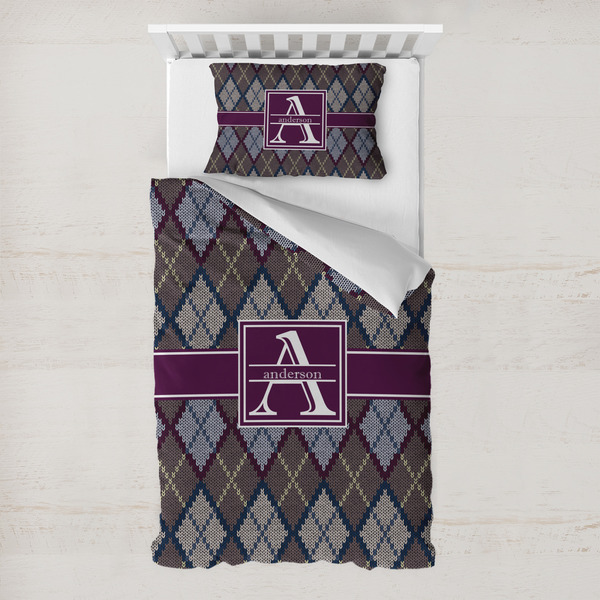 Custom Knit Argyle Toddler Bedding w/ Name and Initial