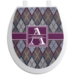 Knit Argyle Toilet Seat Decal - Round (Personalized)