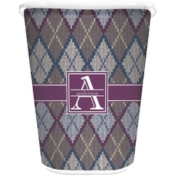 Knit Argyle Waste Basket - Double Sided (White) (Personalized)