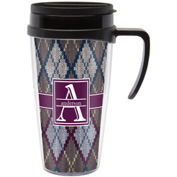 Knit Argyle Acrylic Travel Mug with Handle (Personalized)