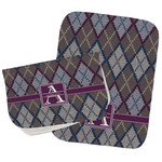 Knit Argyle Burp Cloths - Fleece - Set of 2 w/ Name and Initial