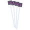 Knit Argyle White Plastic Stir Stick - Double Sided - Square - Front