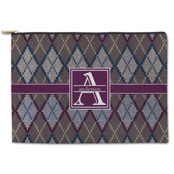 Knit Argyle Zipper Pouch - Large - 12.5"x8.5" (Personalized)