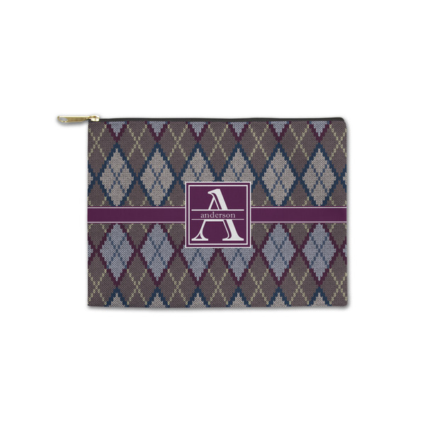 Custom Knit Argyle Zipper Pouch - Small - 8.5"x6" (Personalized)