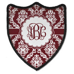 Maroon & White Iron On Shield Patch B w/ Monogram