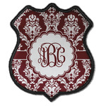 Maroon & White Iron On Shield Patch C w/ Monogram