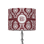 Maroon & White 8" Drum Lamp Shade - Fabric (Personalized)