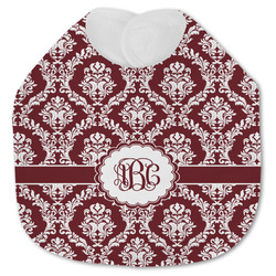 Maroon & White Jersey Knit Baby Bib w/ Monogram