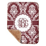 Maroon & White Sherpa Baby Blanket - 30" x 40" w/ Monograms