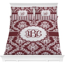 Maroon & White Comforter Set - Full / Queen (Personalized)