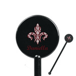 Maroon & White 5.5" Round Plastic Stir Sticks - Black - Double Sided (Personalized)