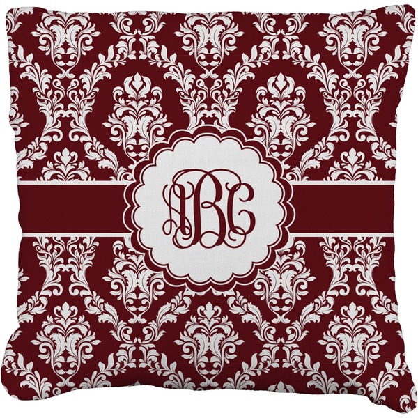 Custom Maroon & White Faux-Linen Throw Pillow 16" (Personalized)