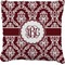 Maroon & White Burlap Pillow 16"