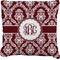 Maroon & White Burlap Pillow 18"