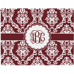 Maroon & White Woven Fabric Placemat - Twill w/ Monogram