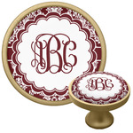 Maroon & White Cabinet Knob - Gold (Personalized)