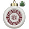 Maroon & White Ceramic Christmas Ornament - Xmas Tree (Front View)