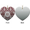 Maroon & White Ceramic Flat Ornament - Heart Front & Back (APPROVAL)