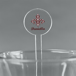 Maroon & White 7" Round Plastic Stir Sticks - Clear (Personalized)