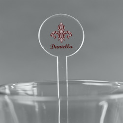 Maroon & White 7" Round Plastic Stir Sticks - Clear (Personalized)